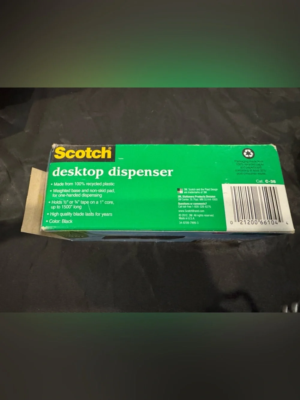 Scotch Black Desktop Tape Dispenser - Reliable One-Handed Dispensing